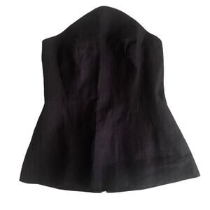 Reformation Black Linen Strapless Top Form Fitting Size 4